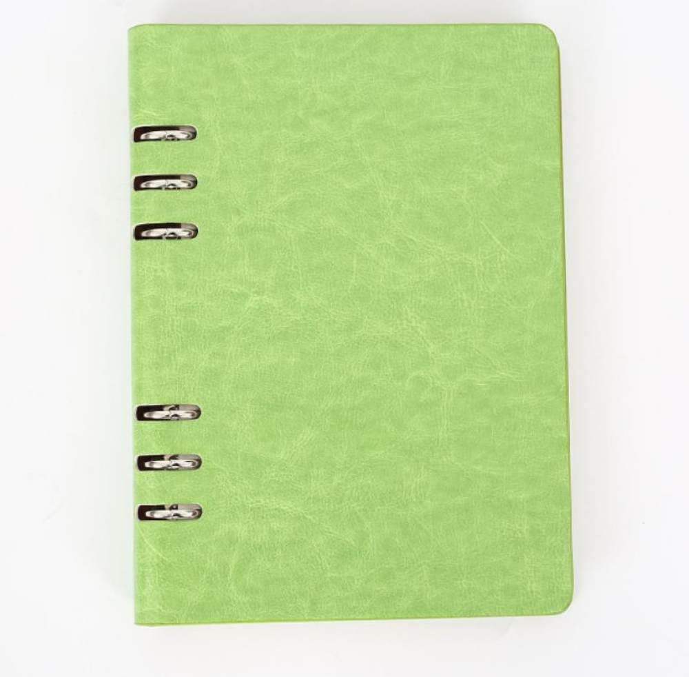 Quaderno A5 classico riutilizzabile tasca larga in pelle 6 fori raccoglitore ad anelli diario con copertina rigida quaderno aziendale, verde, 2 pezzi
