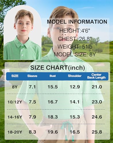 Image of Polo Shirts for Boys Golf Polo Shirt Short Sleeve Boys Performance Polo Dry Fit Stretch Collared UPF50+ Kids Golf Shirts