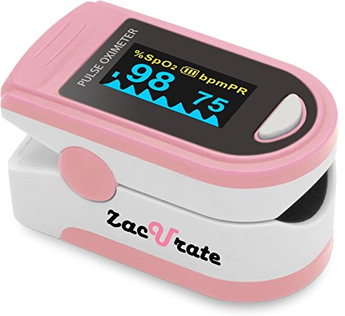 Zacurate® 500BL Fingertip Pulse Oximeter Blood Oxygen Saturation Monitor with Batteries and Lanyard Included (Pink)