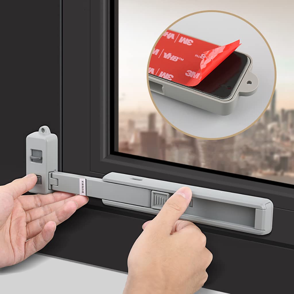 Restrictor de ventana,cerradura de seguridadCerraduras restrictivas de ventana for niños,Cerradura de seguridad for ventanas,Cerraduras de ventanas Seguridad for niños Sin taladrar,Restrictores de gui