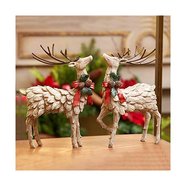 Topadorn christmas deer statueresin holiday reindeer figurine decoration christmas deer tabletop statue decor 2 pack  urban country home decor
