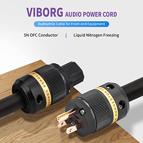 Viborg Mbu1606 Hifi Power Cable 5N Ofc 6Mm? /Core, 16Mm Copper Shielding + 2 Layers Foil Us Audiophile Power Cord With Pure Copper Us Plug + Iec C13 Connector (4.9Ft/1.5M) #TOP2