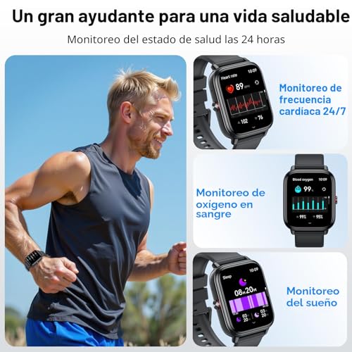 1.83″HD Reloj Inteligente Hombre Mujer, Smartwatch con Llamadas Bluetooth 5