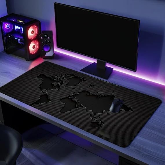Image of CHATTERJEE Electro HUB Gaming Mouse Pad with Non-Slip Rubber Base | Large Desk Pad for Office and Gaming | Durable Stitched Edges | Smooth Surface for Precision Control (Black)