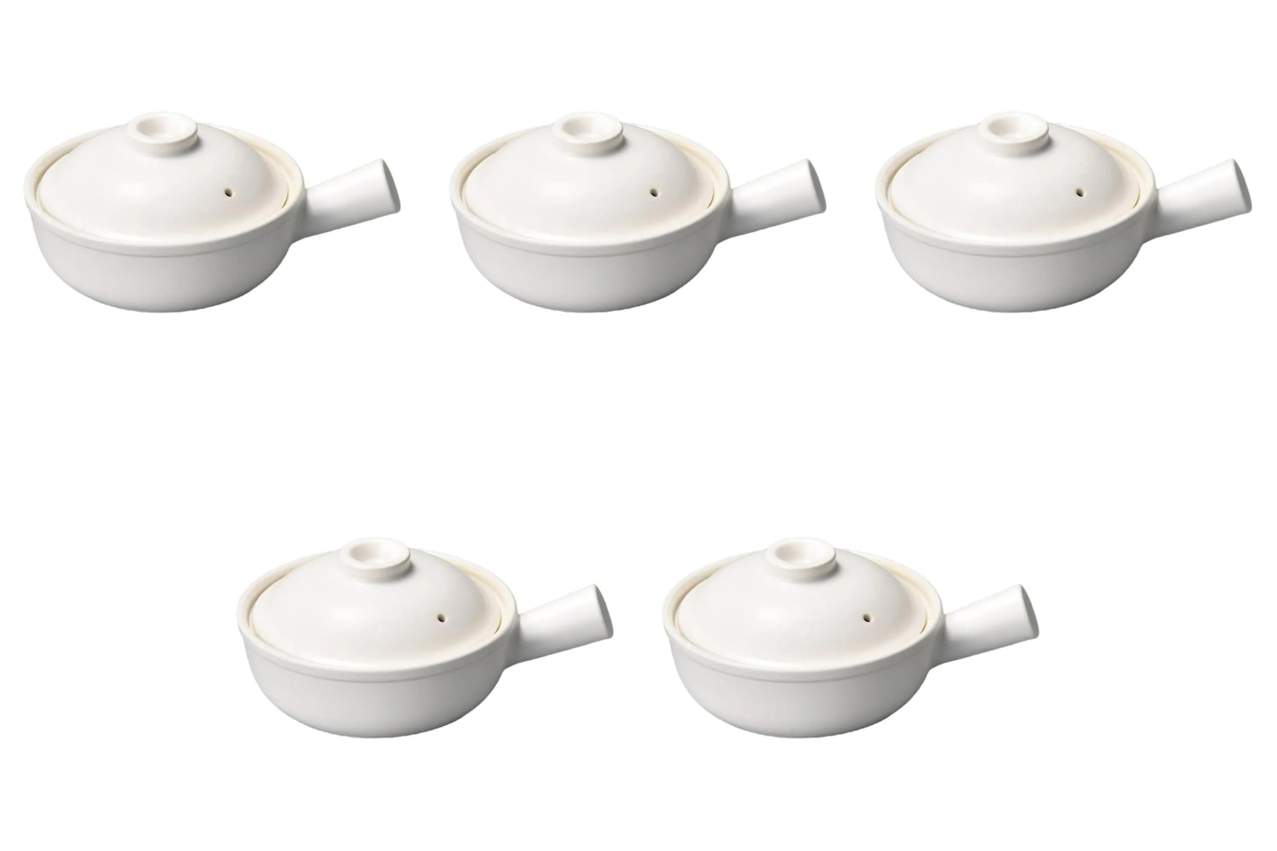 Set of 5, White Glazed Single Handpot Large (10.0 x 7.3 x 2.6 inches (25.5 x 18.5 x 6.7 cm) | Setomonohonpo Gratin Plate, Ceramic, Set