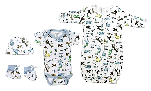 Newborn Baby Boy 4 Pc Layette Set