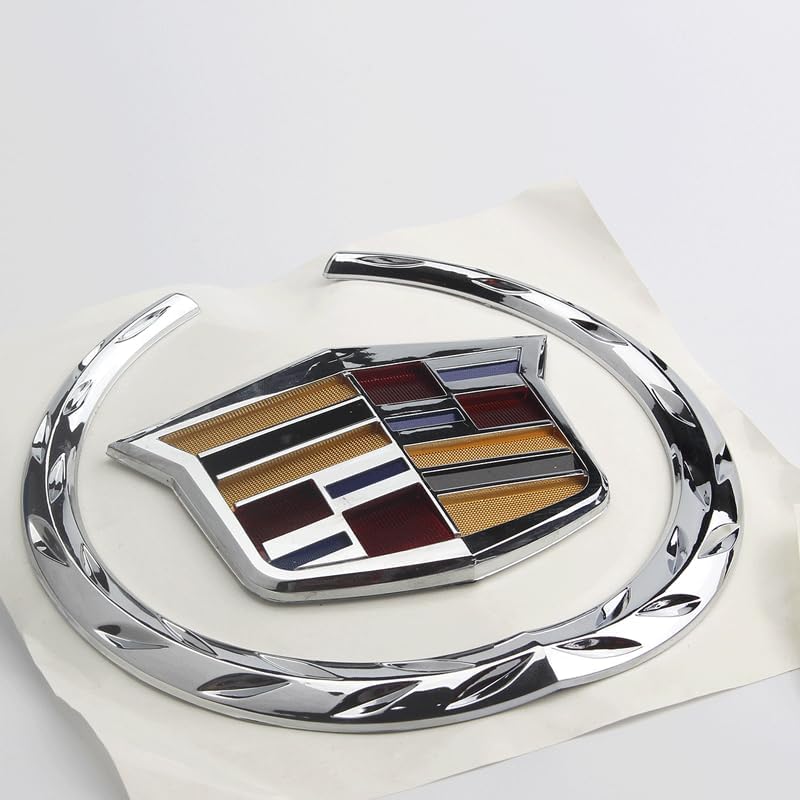 Front Grille Crest & Wreath Emblem Badge Compatible with SRX CTS ATS (Front)