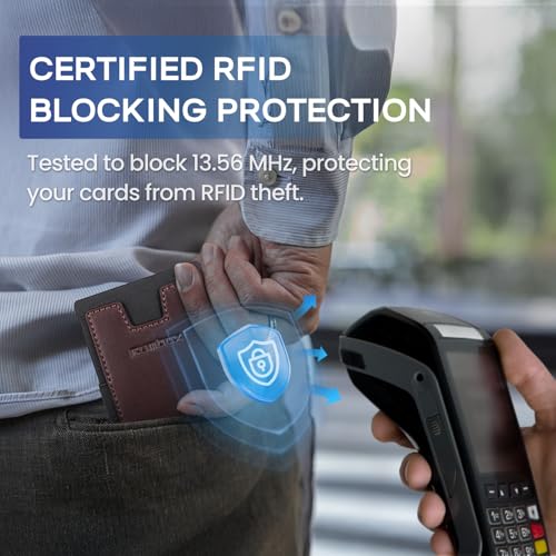 Image of RUNBOX Slim Wallet for Men, RFID Aluminum Pop-Up Card Holder for 12 Cards