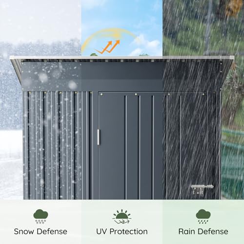 Image of 3x5 FT Outdoor Metal Storage Shed, Single Door, 1 Clear Window, Tool Shed for Garden, Patio, Backyard