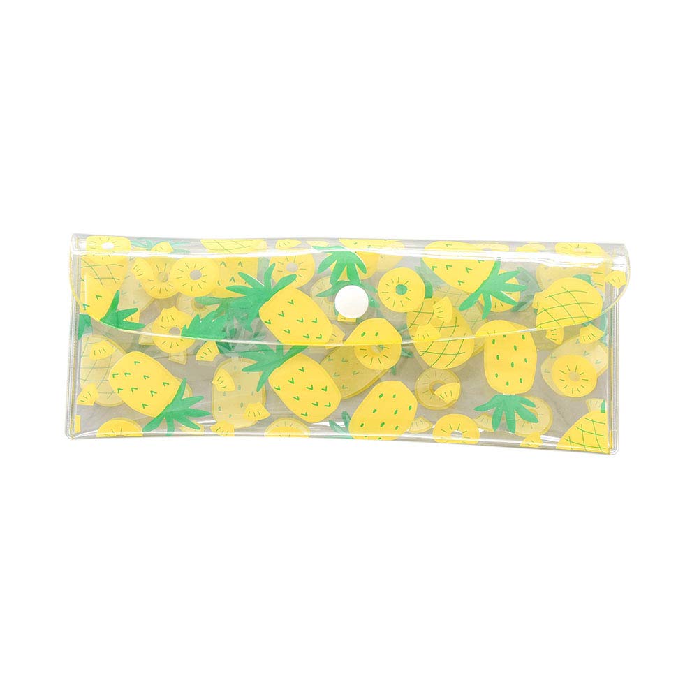 Tonpot Pencil Pouch PVC Lovely Transparent Print Pencil Case Students Stationaries Bag Cosmetic Pouch Durable Size 7.7cm*21cm (Pineapple)