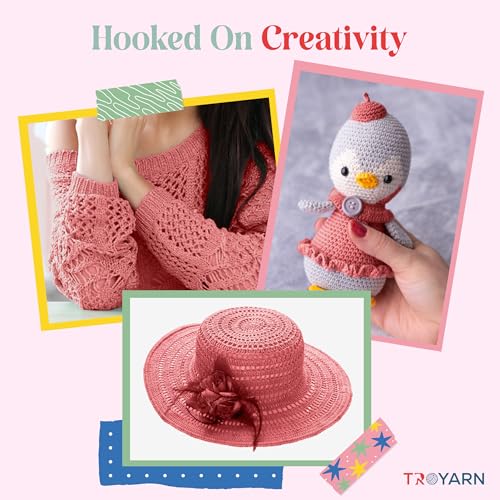 Image of TROYARN Summer (4- Skeins Pack) Silk Effect Hand Knitting Yarn Crochet Art Lace Craft 100% Microfiber Acrylic 4x100 gr (4x383 yds) (105619 - Alstromeria)