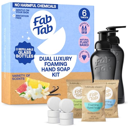 FABTAB Dual Luxury Foaming Hand Soap Kit - Natural Hand Soap - Bathroom Hand Wash - Plant-Based - Plastic-Free No Harsh Chemical