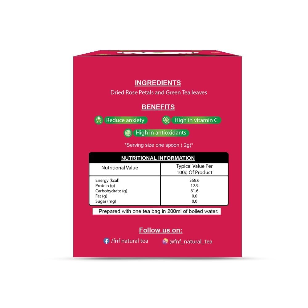 FIT N FURIOUS Rose Tea | Green Tea | Herbal Rose Tea | Rose Green Tea| Rose Petals for Strengthens Immune System 25 Tea bags - Pack of 1 1