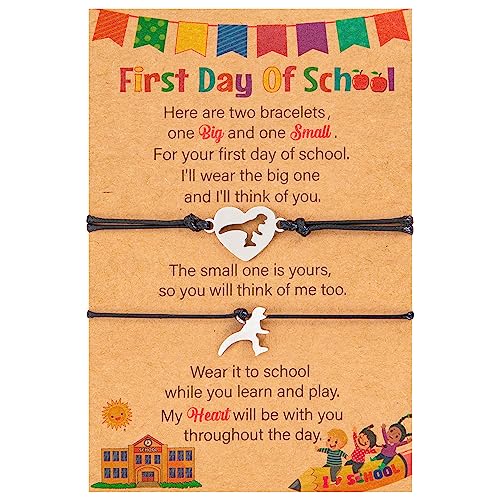 Image of EOBOH First Day of School Bracelet Mommy and Me, Prek Matching Wish Bracelets Set, Adjustable Bracelet for Boys Girls Gifts Stuff Bulk