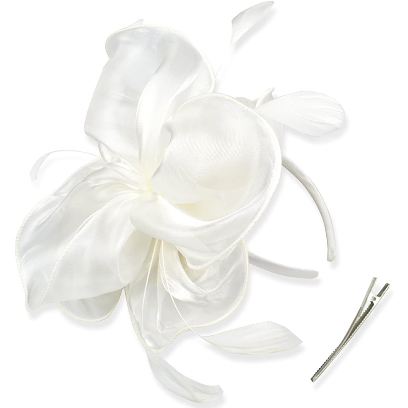 TeaParty Chapeau bibi en organza pour fête, mariage, femme Noir