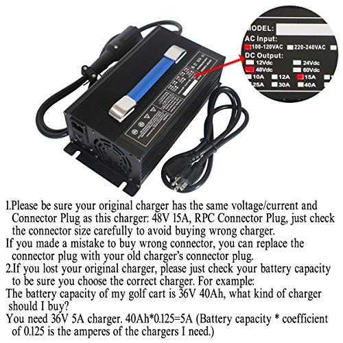 New 48 Volt 15 Amp for Club Car Golf Cart Battery Charger w/ 3 Pin Round Plug