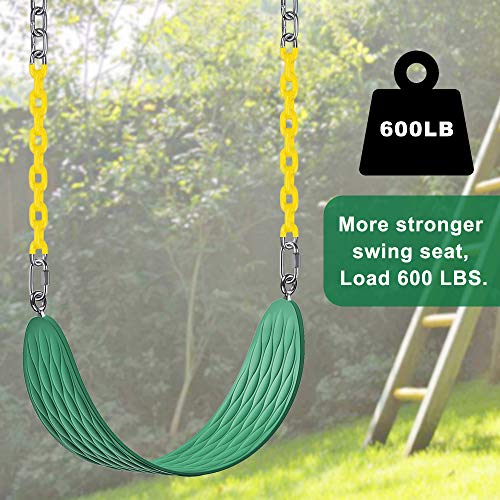 Dolibest Heavy Duty Swing Seat with 66’’ Chain and Carabiners, Comfortable and Durable Plastic Coated Swing Set Accessories Replacement for Outdoor Playground, Green - image 7