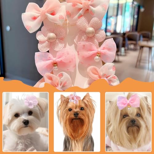 BEPSYOM 10 Stück Haarspange für Hunde und Katzen Haaraccessoires Zubehör, Haarnadel mit Schleife für Haustiere Niedlicher Welpen-Haarschmuck für Teddy-Pudel-Bichons