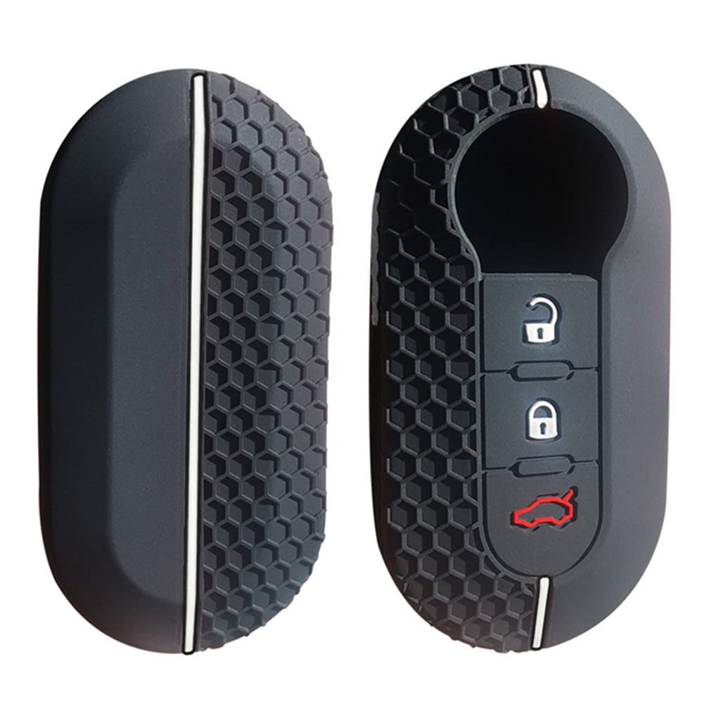 Otai Cover In Silicone Per Chiave Auto – Compatibile Fiat 500, Panda, Ducato, 500L, Punto E Altri – Morbida, 3 Pulsanti (Linea Bianca)