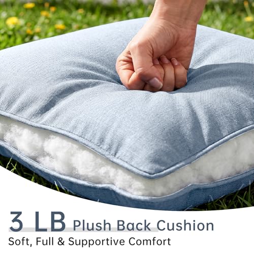 Image of Luxury 6 inch Thick Outdoor Cushion Set 7 - 22x24 Patio Furniture Cushions with 28D High-Density Foam, Water-Resistant & Fade-Resistant Fabric, Removable Covers for Patio Furniture Sofa Couch -Baby Blue