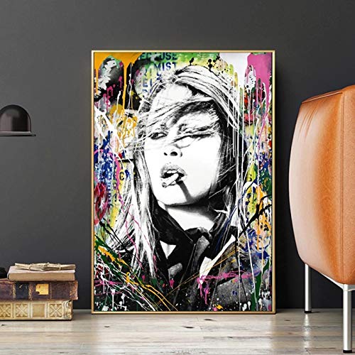woplmh Brigitte Bardot Art Abstrait Graffiti Toile Peinture sur Mur Art Affiche et Impressions Photo pour Salon décor à la Maison 50x70 cm sans Cadre Cover