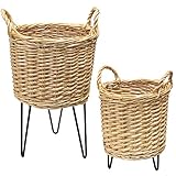 Kruenpeeper Creek CWI Gifts 2/Set Wicker Basket Plant Stands, Multi
