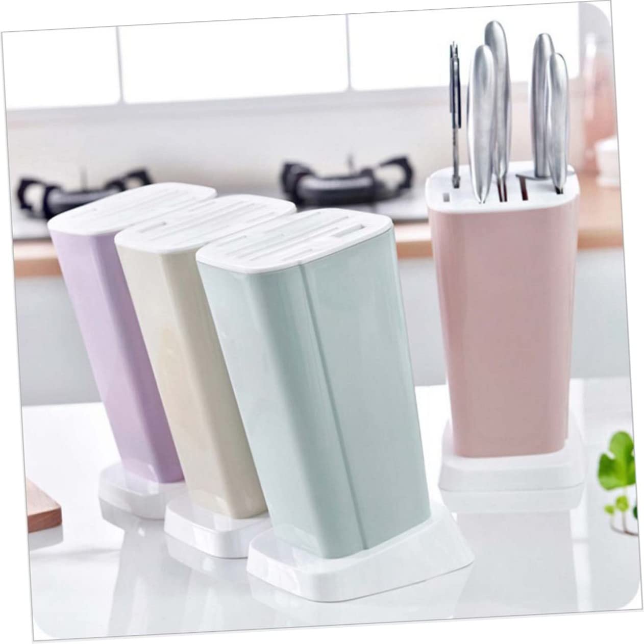 HOLIDYOYO Neoclassical Kitchen Knife Rack Pp Material Sturdy and Inserted Holder Storage Rack Easy to Clean and Maintain