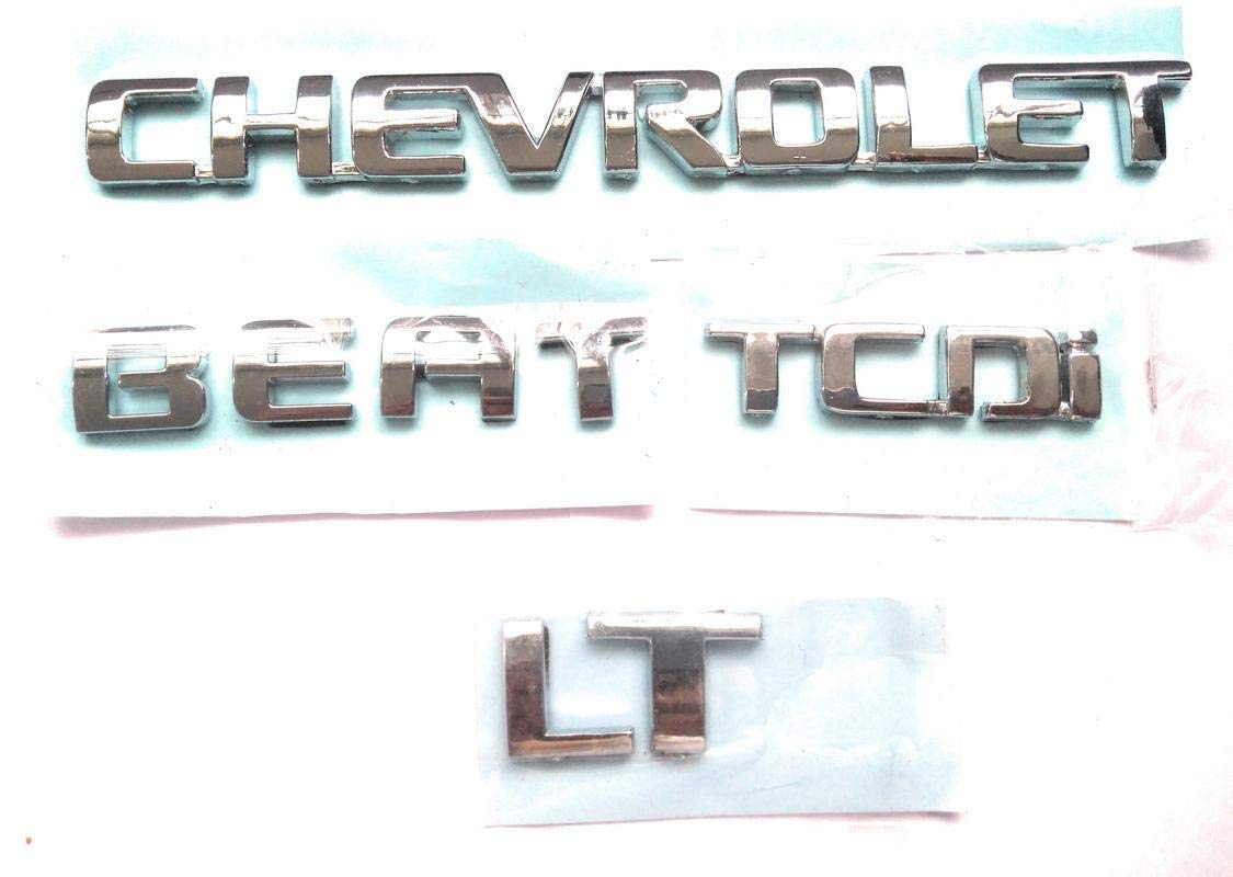 CAR Badge Emblem Monogram/Logo/Decals/Wraps/Sticker / 3D for Chevrolet Beat TCDi LT Model Rear Side 4pc Logo Kit.