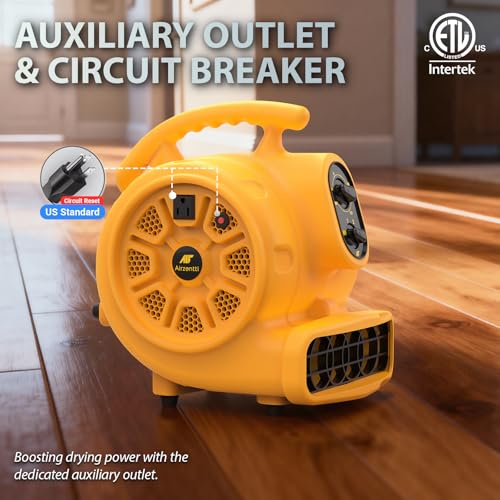 Image of 1100 CFM 3-Speed Industrial Air Mover Floor Blower Fan with Timer