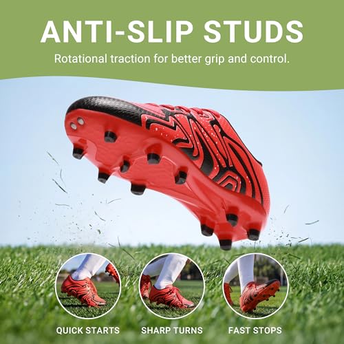 DREAM PAIRS Boys Girls Baseball Soccer Cleats,Red,11 Little Kid - image 4