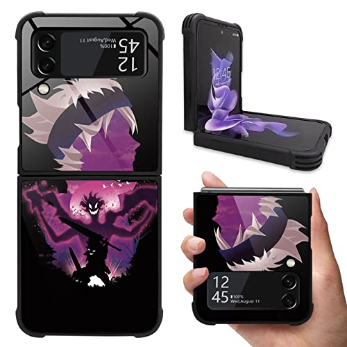 CARLOCA Compatible with Samsung Galaxy Z Flip 4 5G Case,Purple Anime face Pattern Ultra Protection Shockproof Soft Silicone TPU Non-Slip Back for Samsung Galaxy Z Flip 4 5G