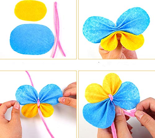 Kit de nettoyage pour pipe - Pluesch - Mini pompons colorés - Yeux roulés - 40 couleurs - Feuilles de feutre pour enfants - Pour travaux manuels, loisirs créatifs (style 2) - Image 6