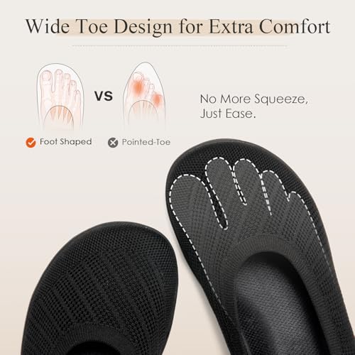 Wide Ballet Flats Shoes for Women, Width Foldable Round Toe Knit Women's Flats with Arch Support, Comfortable Shoes for Women Dressy Casual Work Office2
