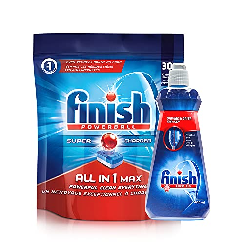 Image of Finish Dishwasher combo ['All in 1 Max Powerball' - 30 Tablets + Rinse Aid, Shine & Dry - 400 ml]