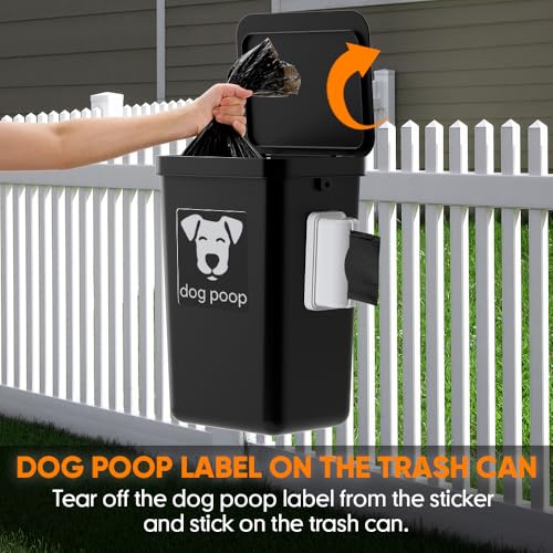 Moryimi Dog Poop Trash Can Outside, 3.1 Gallon Dog Waste Trash Can with Trash Bag Dispenser, Outdoor Dog Poop Trash Can with Lid, Black Hanging Trash Can for Fence, Garbage, Outdoors, Counter Top by Moryimi - Image 4