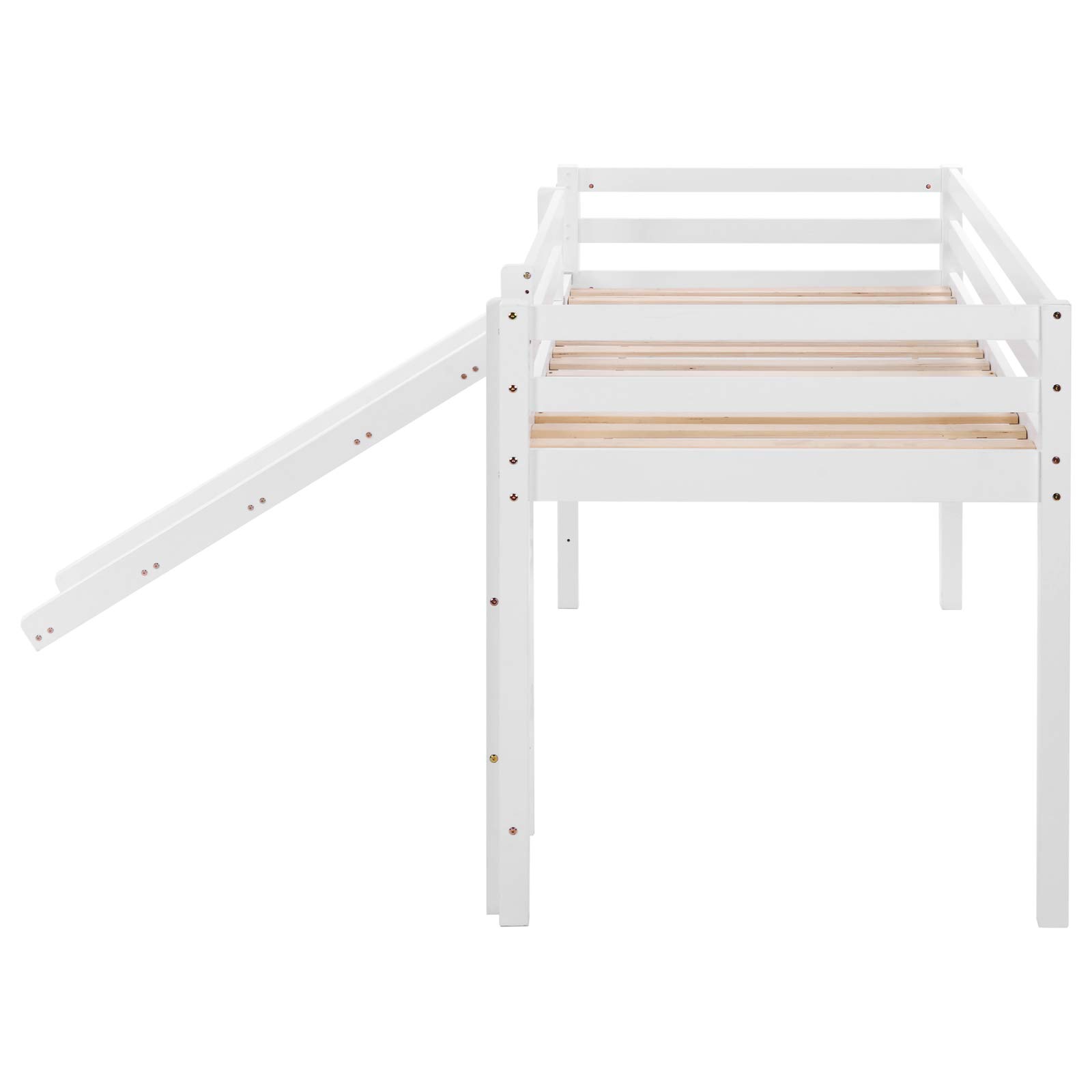 Buy SANGDA Wooden Bunk Bed with Adjustable Ladder and Slide, Children