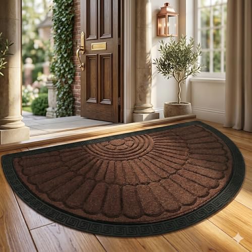 Image of Durable Door Mat for Entrance - Heavy Duty Welcome Mat for Indoor Outdoor Use, Non-Slip Rubber Backing, Low Profile, Mud Trapper Doormat for Front Door, Patio, Garage, 45x75 cm