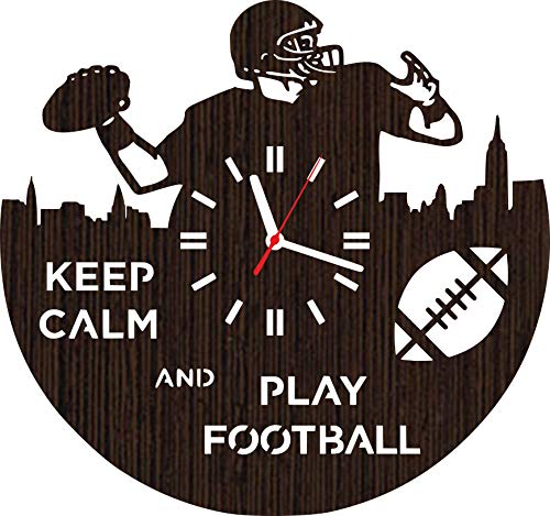 Wooden Wall Clock Sports Football Gifts for Men Women dad Grandpa Girls him her Husband Kids Boys Home Decor Art Decorations American