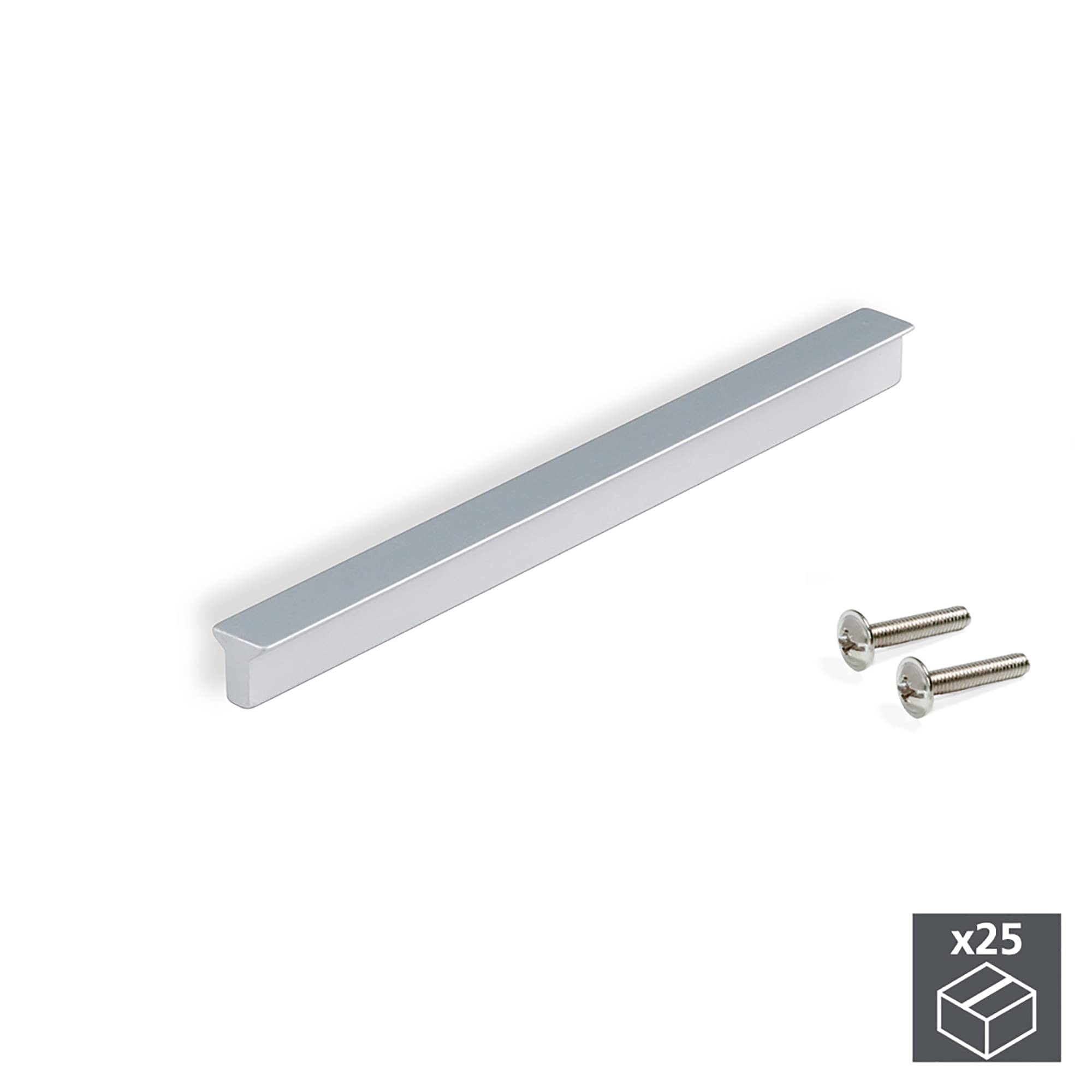 Emuca 9165962 Maniglia per mobile, CC 160mm, Alluminio, Anodizzato opaco, Set di 25