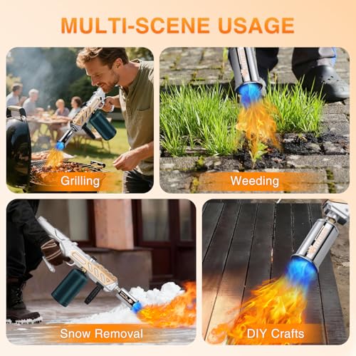 Image of ARTFLAMM Powerful Propane Torch Gun, Kitchen Grill Torch with Detachable Design, Adjustable Flamethrower Torch Burner for Searing Steak, BBQ, Welding, Camping Charcoal Lighter(Tank Not Included)