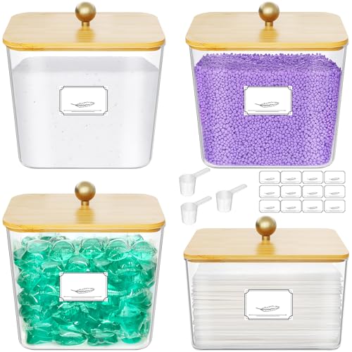 Image of Lifewit Laundry Pods Container with Lid, 0.53+0.7gal, Natural, 4 Pcs | Dryer Sheet Holder, Laundry Room Organization Storage for Washing Powder, Scent Booster Beads, Coffee Pods Kcup