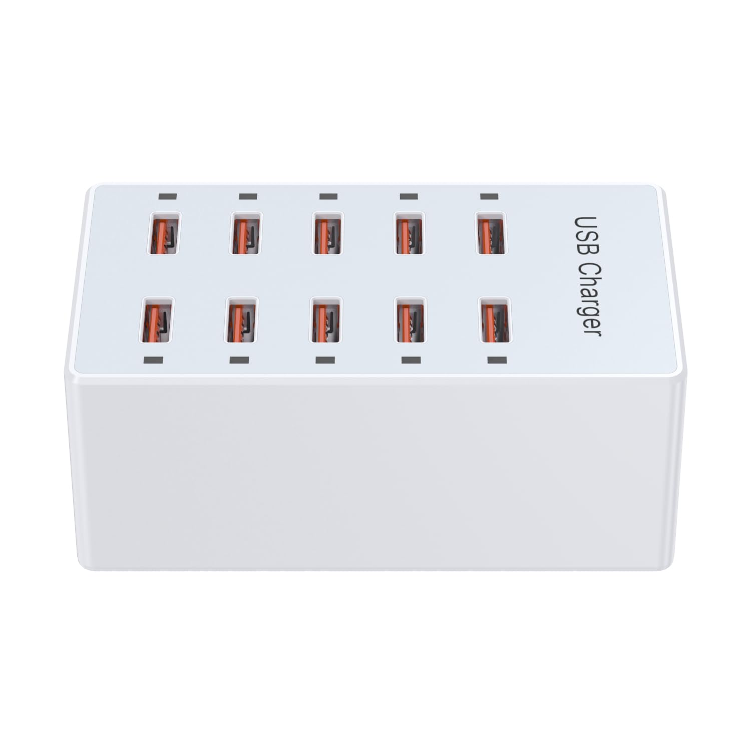 USB Charger 10-Ports Charging Station for Multiple Devices USB Wall Charger Power Hub Strip Smart Plug Charging Dock Block Compatible for iPhone Xs/XR,iPad,iPod,Smart Phones