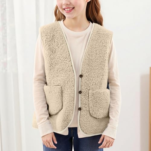 Girls Sherpa Vest Sleeveless Fleece Jacket Fuzzy Warm Outerwear Full Zip Winter Vests Lightweight Soft Clothing3