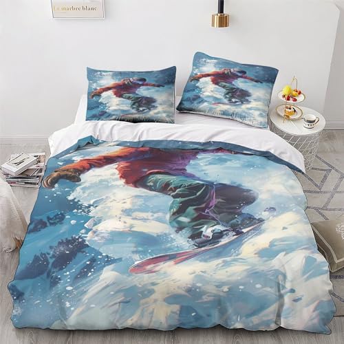 Housse de couette snowboard 200x200 parure lit douce pour enfants - 4