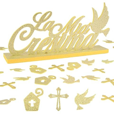 Italienisch 37 Stk Konfirmation Tischdeko Filz 1* Aufsteller La Mia Cresima Schriftzug 36 * Streudeko Dekoration Cover