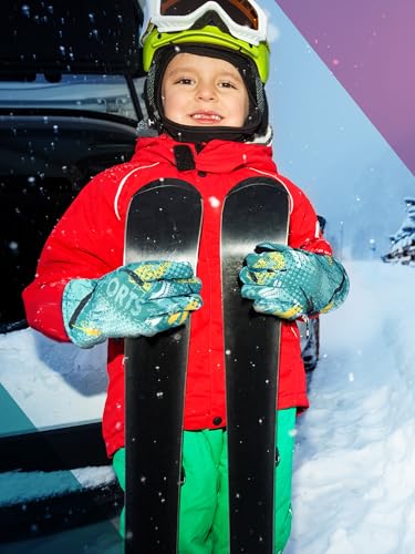Image of Honoson 2 Pairs Kids Snow Gloves, Winter Waterproof | for Outdoor Snowboard Sledding, Warm Fleece Lining, Windproof, Adjustable Wrist Strap, Youth Cold Weather Ski Glove