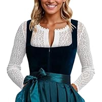 Generisch Dirndl Bluse Damen Weiß Trachtenbluse Spitze Langarm Dirndlbluse Sexy Trachtenblusen Dirndlblusen Elegant Spitzenbluse Tracht Dirndl Bluse Für Oktoberfest Und Karneval