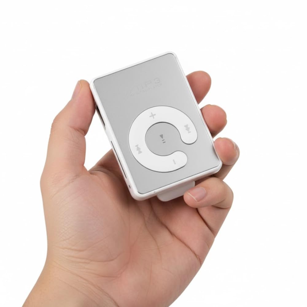 Drumstone (𝐒𝐩𝐞𝐜𝐢𝐚𝐥 𝟏𝟓 𝐘𝐞𝐚𝐫𝐬 𝐖𝐚𝐫𝐫𝐚𝐧𝐭𝐲) New Portable Mini MP3 Music Player with Back Clip, Supports 32GB SD Card (Silver) | Long Battery Life, Durable Build & Lightweight Design
