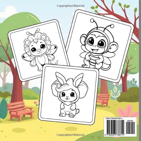 Baby Animals in Costume: A Cute and Cozy Coloring Adventure for kids and adults: Unique coloring book that features baby animals in other animal costumes (Simple, Bold & Easy Coloring Books) - Image 2