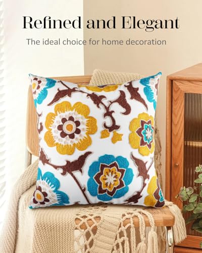 Housse de coussin brodée à motifs géométriques coton doux taie décoration maison - 6